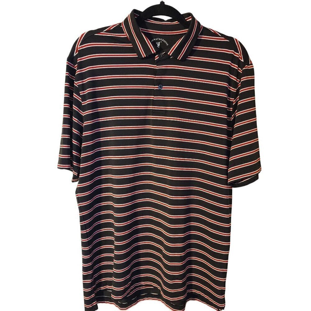 Fairway and Greene Tech sz M  Men's short sleeve polo shirt  stripes Golf